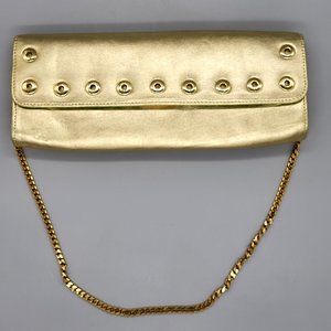 CHI by Carlos Falchi Gold Leather Clutch/Shoulder Bag